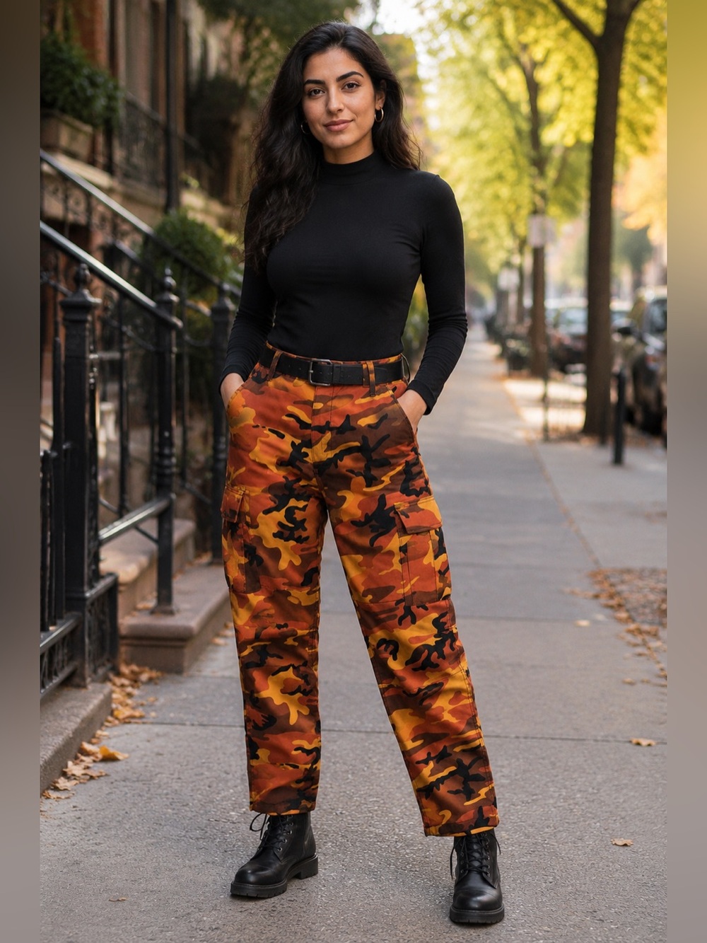 Rothco BDU Women’s Orange Camo Cargo Pants Size Small Regular